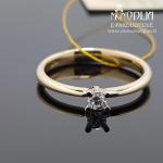 Geltono aukso žiedas su briliantais