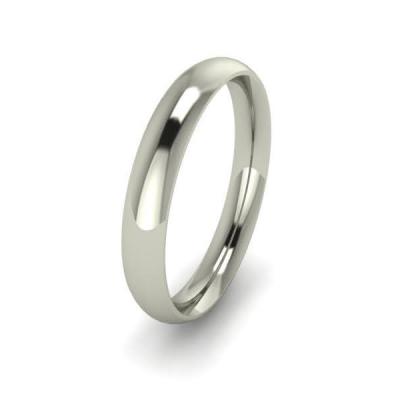 Klasikinis vestuvinis žiedas 3mm auksas baltas 585 3D