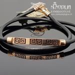 Auksinė apyrankė su oda