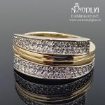 Geltono aukso žiedas su akmenukais