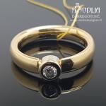 Geltono aukso žiedas su briliantais