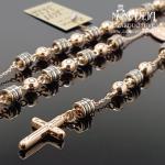 Raudono aukso rožančius su spalvotais akmenukais