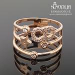 Auksinis žiedas su akmenukais