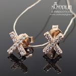 Raudono aukso auskarai su briliantais