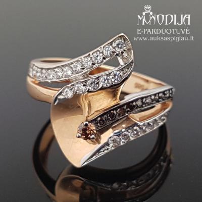 Auksinis žiedas su akmenukais