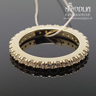 Geltono aukso žiedas su briliantais