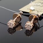 Raudono aukso auskarai su briliantais