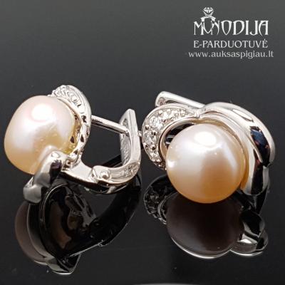 Sidabriniai auskarai su perlais