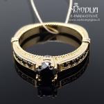 Geltono aukso žiedas su deimantais