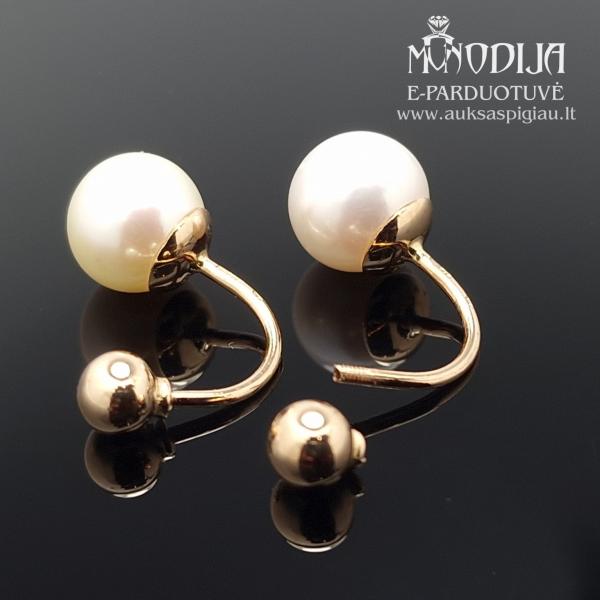 Auksiniai auskarai burbulai su perlais