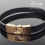 Raudono aukso apyrankė su oda