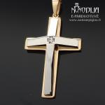 Auksinis pakabukas Kryželis su baltu auksu