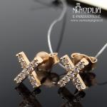 Raudono aukso auskarai su briliantais