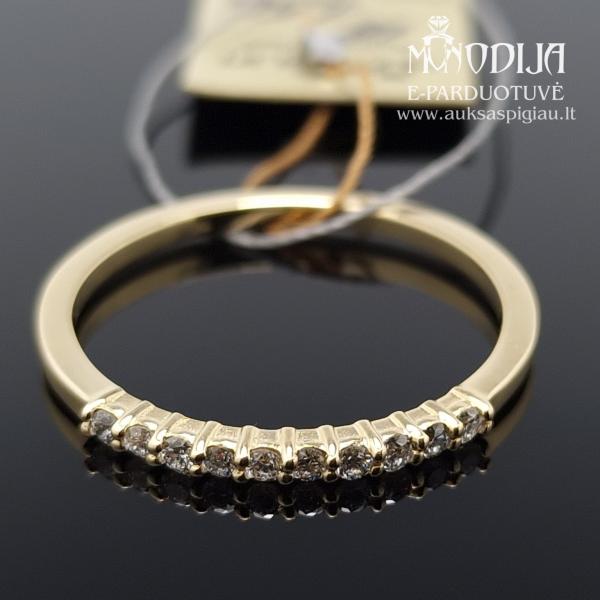 Geltono aukso žiedas su deimantų eilute