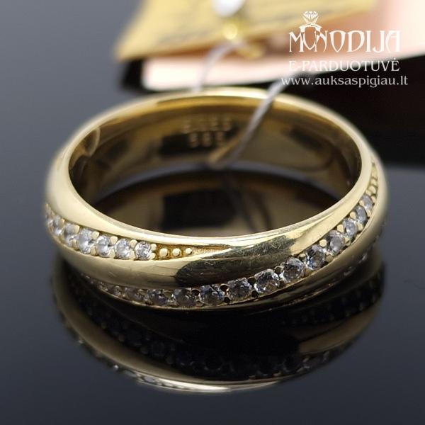 Geltono aukso žiedas su akmenukais