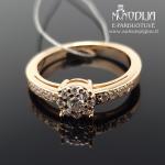 17 briliantu raudono aukso žiedas