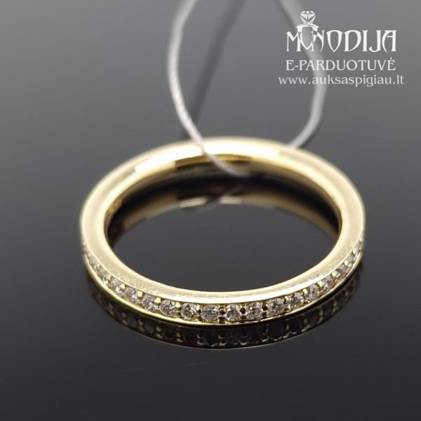 Geltono aukso žiedas su baltais deimantais