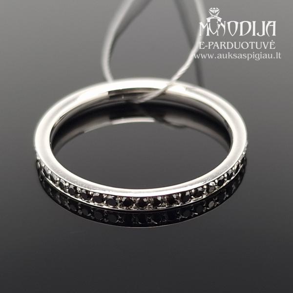 Balto aukso žiedas su juodais deimantais