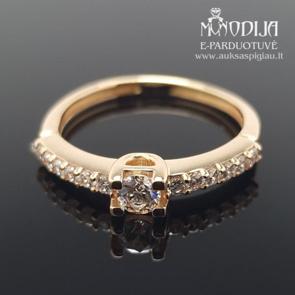 Klasikinis auksinis žiedas su akmenukais