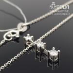 Grandinėlė su 3 briliantais, balto aukso