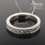 Balto aukso žiedas su briliantu eilute