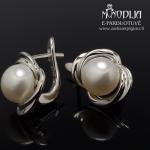 Auskarai su perlais sidabriniai