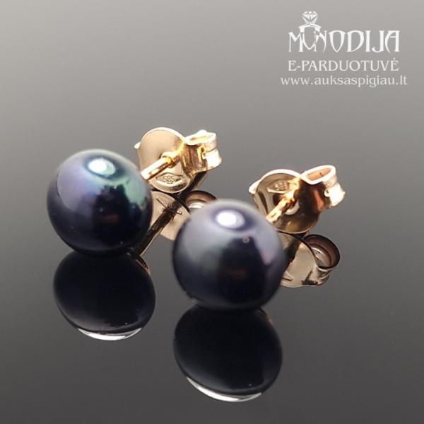 Auksiniai auskarai su spalvotais perlais