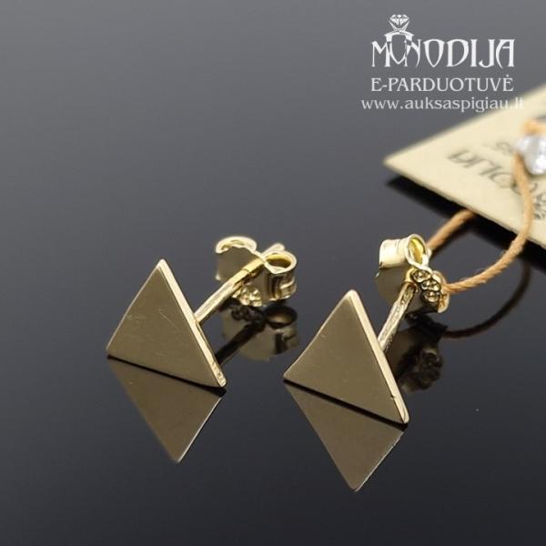 Trikampiai geltono aukso auskarai