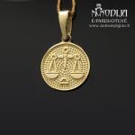 Svarstyklės geltono aukso pakabukas