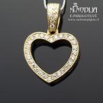 Geltono aukso pakabukas širdelė su briliantais