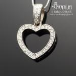 Širdelė balto aukso pakabukas su briliantais