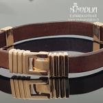 Raudono aukso apyrankė su oda