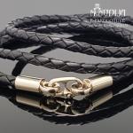 Balto aukso grandinėlė su oda