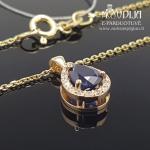 Auksinė grandinėlė su briliantais ir safyru