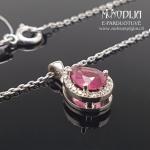 Balto aukso grandinėlė su briliantais ir rubinu