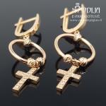 Kabantys auksiniai auskarai su Kryžiukais