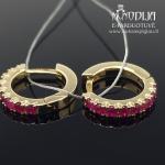 Auksiniai auskarai su safyrais ir rubinais