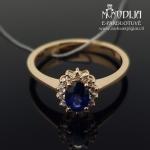 Auksinis žiedas su briliantais ir safyru