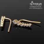 Kabantys auksiniai auskarai su briliantais