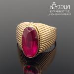 Auksinis žiedas su raudona akute