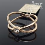 Auksinis žiedas su baltais akmenukais