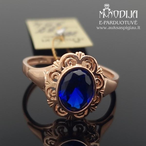 Auksinis žiedas su mėlyna akute