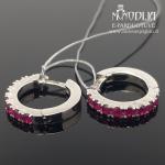 Balto aukso auskarai su rubinais