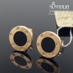 Auksiniai auskarai su oniksu