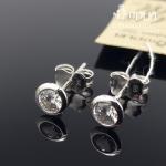 Balto aukso auskarai su baltomis akutėmis