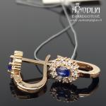 Auksiniai auskarai su briliantais ir safyrais