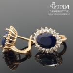 Auksiniai auskarai su mėlynomis akutėmis