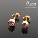 Auksiniai auskarai su rožiniais akmenukais