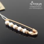 Auksinė sagė žiogelis su karoliukais