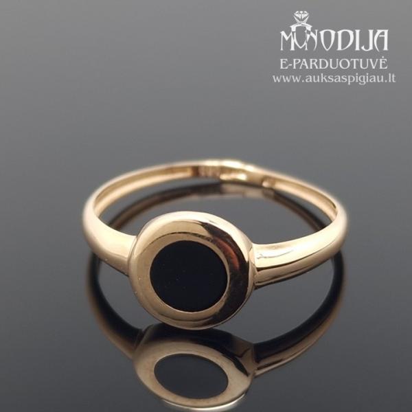 Auksinis žiedas su juoda akute